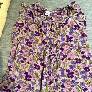 CABI- Purple Floral Button Down Shirt XL
